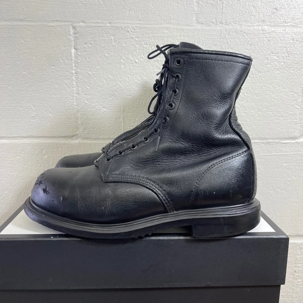 Red Wing 4473 Black Leather Firefighter Work Safety Toe Boots Men's 9.5 USA MADE
